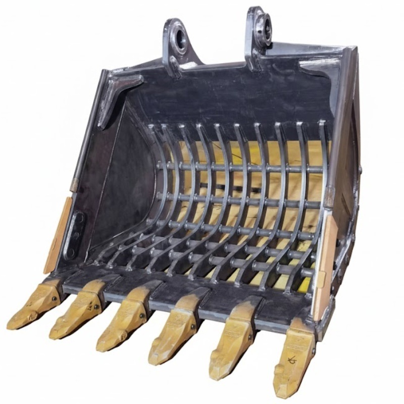 سطل غربال بیل مکانیکی سنگین سفارشی با فولاد با استحکام بالا Q355 برای غربالگری و مرتب‌سازی سنگ